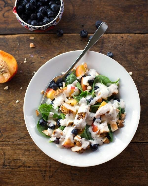 Poppy seed dressing on a salad.